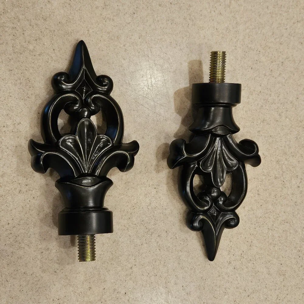 RARE NEW PAIR FRONTGATE FLOURISH OUTDOOR ALL WEATHER ORB CURTAIN ROD FINIAL END